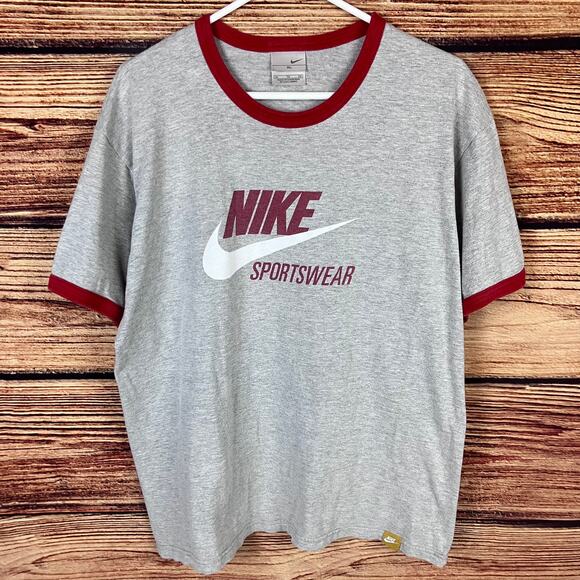 Vintage Nike Silver Tag Big Logo Ringer Style T-shirt - Picture 2 of 7
